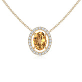 natural citrine solitaire halo necklaces in yellow gold vermeil
